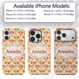 Cute Anime Girl Orange Watercolour Pattern Kawaii Custom Name Protective Phone Case Mobile Cover Durable Everyday Smartphone Shock Resistant