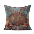 Custom Name Abstract Rust Patina Teal Blue Oxidised Metal Grunge Square Filled Cushion Throw Pillow Sofa Bed Home Decor Zip Washable UK Made