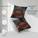 Custom Name Abstract Rust Patina Teal Blue Oxidised Metal Grunge Square Filled Cushion Throw Pillow Sofa Bed Home Decor Zip Washable UK Made