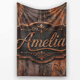 Distressed Rust Metal Surface Texture Dark Brown Grunge Seamless  Personalised Custom Name Super Soft Fleece Blanket Bed Sofa Throw