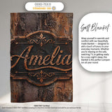 Distressed Rust Metal Surface Texture Dark Brown Grunge Seamless  Personalised Custom Name Super Soft Fleece Blanket Bed Sofa Throw