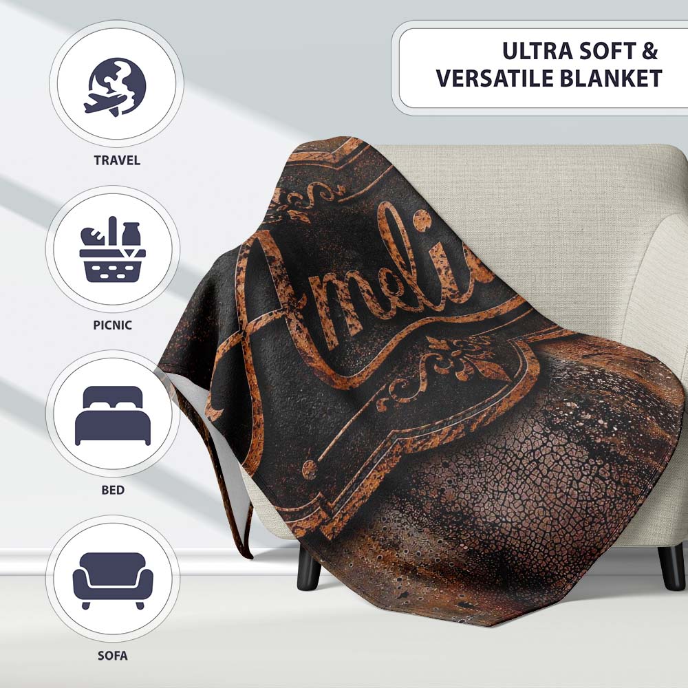 Distressed Rust Metal Surface Texture Dark Brown Grunge Seamless  Personalised Custom Name Super Soft Fleece Blanket Bed Sofa Throw