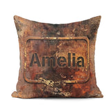 Custom Name Urban Rust Texture with Gold Flecks Grunge Seamless Square Filled Cushion Throw Pillow Sofa Bed Home Decor Zip Washable UK Made