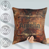 Custom Name Urban Rust Texture with Gold Flecks Grunge Seamless Square Filled Cushion Throw Pillow Sofa Bed Home Decor Zip Washable UK Made