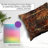 Custom Name Urban Rust Texture with Gold Flecks Grunge Seamless Square Filled Cushion Throw Pillow Sofa Bed Home Decor Zip Washable UK Made
