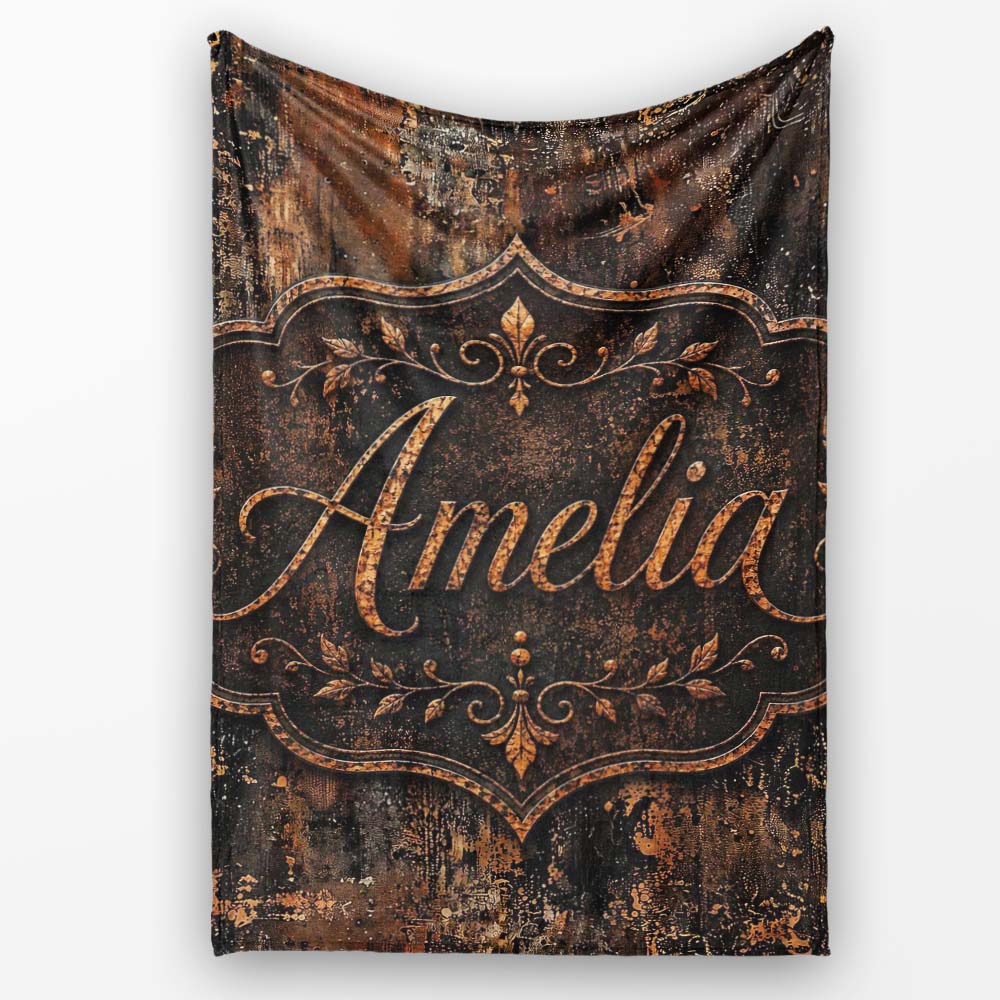 Vintage Metal Rust Patina Texture Dark Industrial Grunge Seamless  Personalised Custom Name Super Soft Fleece Blanket Bed Sofa Throw