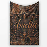 Vintage Metal Rust Patina Texture Dark Industrial Grunge Seamless  Personalised Custom Name Super Soft Fleece Blanket Bed Sofa Throw