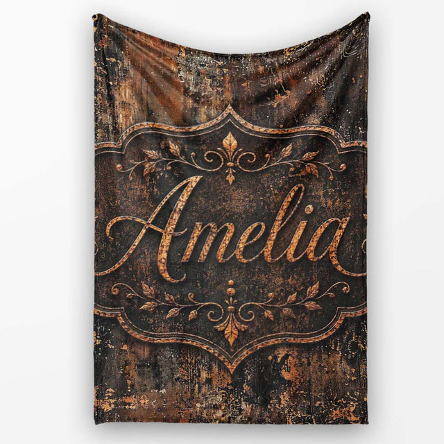 Vintage Metal Rust Patina Texture Dark Industrial Grunge Seamless  Personalised Custom Name Super Soft Fleece Blanket Bed Sofa Throw
