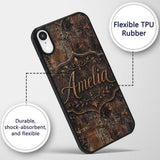 Vintage Metal Rust Patina Texture Dark Industrial Custom Name Protective Phone Case Mobile Cover Durable Everyday Smartphone Shock Resistant