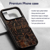 Vintage Metal Rust Patina Texture Dark Industrial Custom Name Protective Phone Case Mobile Cover Durable Everyday Smartphone Shock Resistant