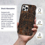 Vintage Metal Rust Patina Texture Dark Industrial Custom Name Protective Phone Case Mobile Cover Durable Everyday Smartphone Shock Resistant
