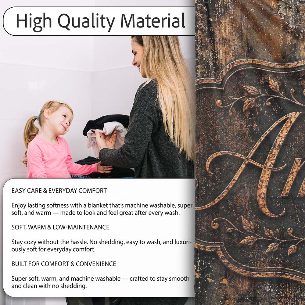 Vintage Metal Rust Patina Texture Dark Industrial Grunge Seamless  Personalised Custom Name Super Soft Fleece Blanket Bed Sofa Throw