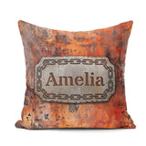 Custom Name Weathered Rust Surface Crack Detail Seamless Pattern Square Filled Cushion Throw Pillow Sofa Bed Home Decor Zip Washable UK Made