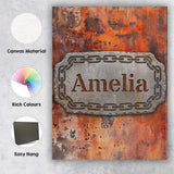 Personalised Name Weathered Rust Surface Custom  Unique Gift Idea Elegant Feature Canvas Wall Art Print Decor Picture Ready to Hang