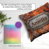Custom Name Weathered Rust Surface Crack Detail Seamless Pattern Square Filled Cushion Throw Pillow Sofa Bed Home Decor Zip Washable UK Made