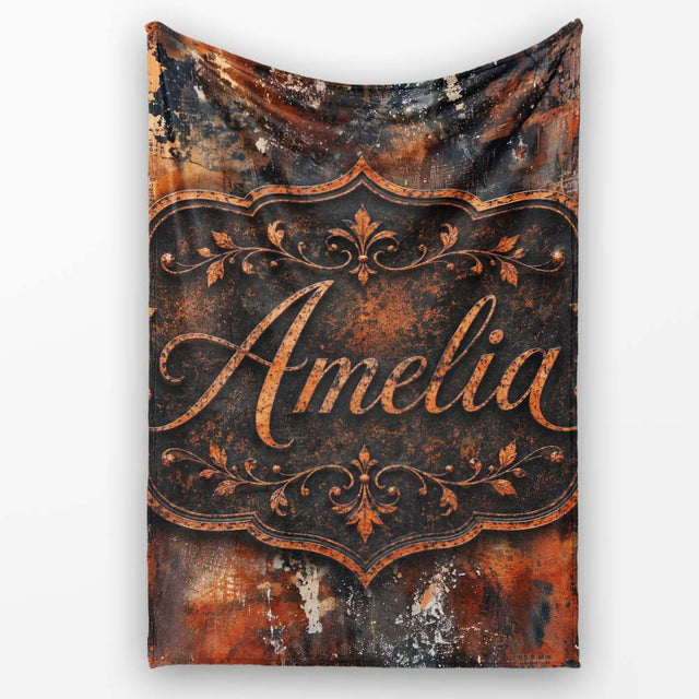 Burnt Orange Rust Abstract Texture Industrial Grunge Seamless Lovely  Personalised Custom Name Super Soft Fleece Blanket Bed Sofa Throw