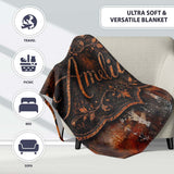 Burnt Orange Rust Abstract Texture Industrial Grunge Seamless Lovely  Personalised Custom Name Super Soft Fleece Blanket Bed Sofa Throw