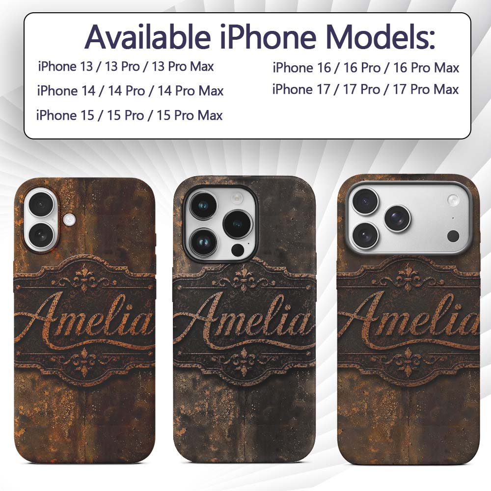 Mixed Media Rust Collage Texture Artistic Grunge Custom Name Protective Phone Case Mobile Cover Durable Everyday Smartphone Shock Resistant