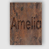 Personalised Name Dark Oxidised Metal Custom Modern Room Accent Creative Decorator Style Canvas Wall Art Print Decor Picture Ready to Hang