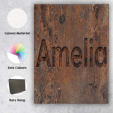 Personalised Name Dark Oxidised Metal Custom Modern Room Accent Creative Decorator Style Canvas Wall Art Print Decor Picture Ready to Hang