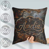 Custom Name Blue Grey Rust Oxidation Texture Industrial Seamless Square Filled Cushion Throw Pillow Sofa Bed Home Decor Zip Washable UK Made