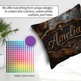 Custom Name Blue Grey Rust Oxidation Texture Industrial Seamless Square Filled Cushion Throw Pillow Sofa Bed Home Decor Zip Washable UK Made
