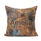 Custom Name Metal Rust Pattern with Gold Accents Seamless Grunge Square Filled Cushion Throw Pillow Sofa Bed Home Decor Zip Washable UK Made