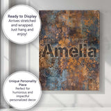 Personalised Name Distressed Metal Rust Custom  Modern Room Accent Elegant Feature Canvas Wall Art Print Decor Picture Ready to Hang