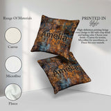 Custom Name Metal Rust Pattern with Gold Accents Seamless Grunge Square Filled Cushion Throw Pillow Sofa Bed Home Decor Zip Washable UK Made