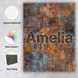 Personalised Name Distressed Metal Rust Custom  Modern Room Accent Elegant Feature Canvas Wall Art Print Decor Picture Ready to Hang