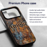 Distressed Metal Rust Pattern with Gold Accents Custom Name Protective Phone Case Mobile Cover Durable Everyday Smartphone Shock Resistant