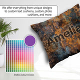 Custom Name Metal Rust Pattern with Gold Accents Seamless Grunge Square Filled Cushion Throw Pillow Sofa Bed Home Decor Zip Washable UK Made