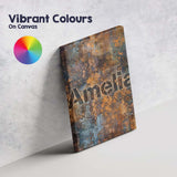 Personalised Name Distressed Metal Rust Custom  Modern Room Accent Elegant Feature Canvas Wall Art Print Decor Picture Ready to Hang