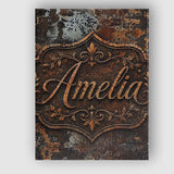 Personalised Name Speckled Rust Texture Custom  Modern Room Accent Elegant Feature Canvas Wall Art Print Decor Picture Ready to Hang