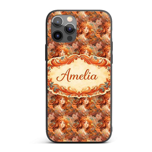 Abstract Woman Portrait Flowing Hair Artistic Custom Name Protective Phone Case Mobile Cover Durable Everyday Smartphone Shock Resistant