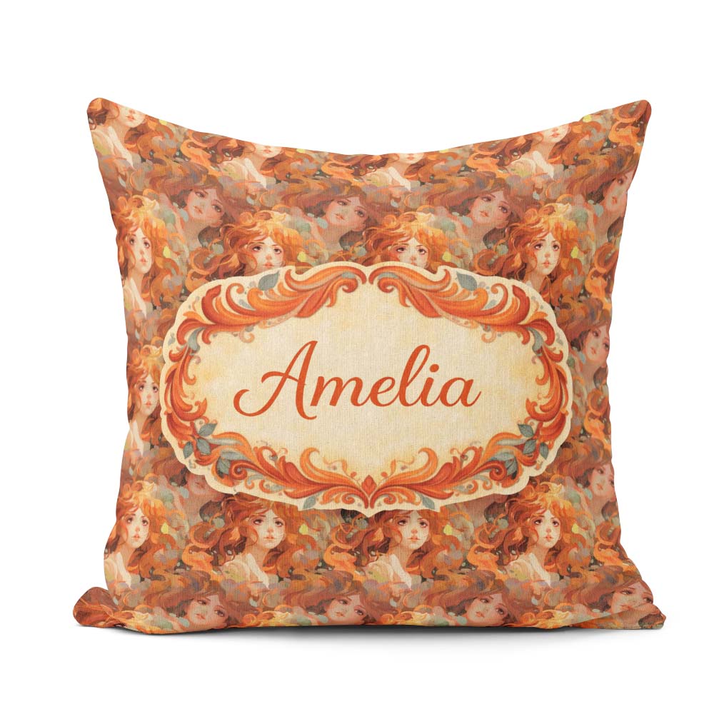 Custom Name Abstract Woman Portrait Flowing Hair Artistic Lovely Square Filled Cushion Throw Pillow Sofa Bed Home Decor Zip Washable UK Made