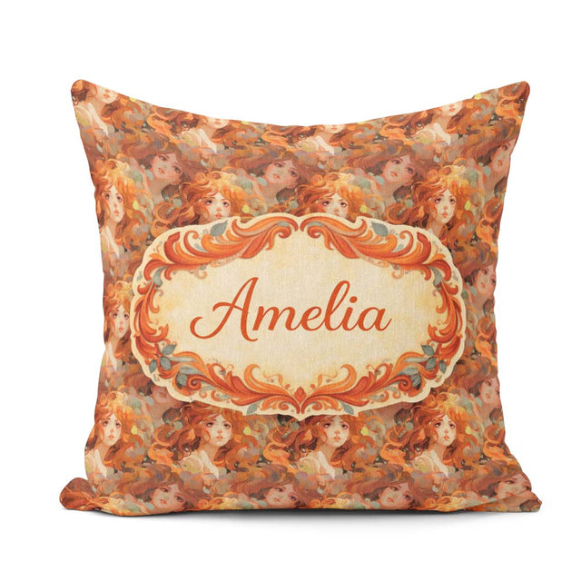Custom Name Abstract Woman Portrait Flowing Hair Artistic Lovely Square Filled Cushion Throw Pillow Sofa Bed Home Decor Zip Washable UK Made