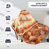 Abstract Woman Portrait Flowing Hair Artistic Pattern Lovely  Personalised Custom Name Super Soft Fleece Blanket Bed Sofa Throw