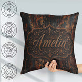 Custom Name Rust and Gold Splatter Dark Metallic Grunge Seamless Square Filled Cushion Throw Pillow Sofa Bed Home Decor Zip Washable UK Made