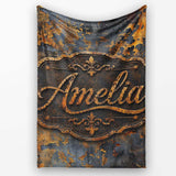 Vintage Industrial Rust Texture with Structural Elements Seamless  Personalised Custom Name Super Soft Fleece Blanket Bed Sofa Throw