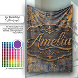 Vintage Industrial Rust Texture with Structural Elements Seamless  Personalised Custom Name Super Soft Fleece Blanket Bed Sofa Throw