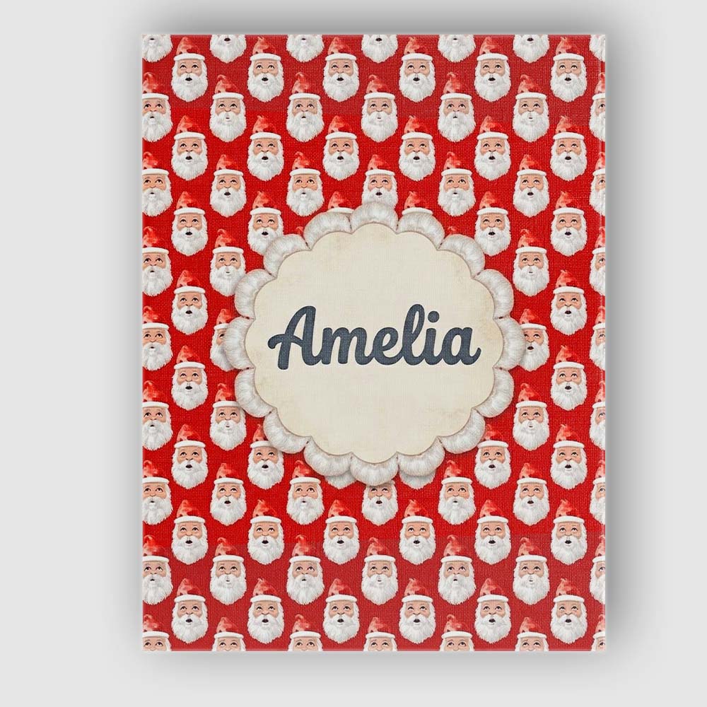 Personalised Name Christmas Santa Face Custom  Modern Room Accent Elegant Feature Canvas Wall Art Print Decor Picture Ready to Hang