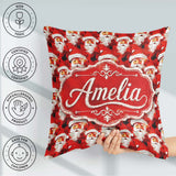 Custom Name Painterly Santa Faces Red Abstract Christmas Festive Square Filled Cushion Throw Pillow Sofa Bed Home Decor Zip Washable UK Made