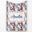Anime Girl Blue Hair Paint Splash Artistic Pattern Cute Unique Gift  Personalised Custom Name Super Soft Fleece Blanket Bed Sofa Throw