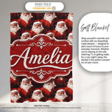 Dramatic Santa Portrait Red Splatter Background Christmas Design  Personalised Custom Name Super Soft Fleece Blanket Bed Sofa Throw
