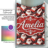 Dramatic Santa Portrait Red Splatter Background Christmas Design  Personalised Custom Name Super Soft Fleece Blanket Bed Sofa Throw