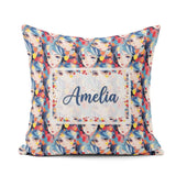 Custom Name Anime Girl Blue Hair Paint Splash Artistic Pattern Square Filled Cushion Throw Pillow Sofa Bed Home Decor Zip Washable UK Made