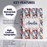 Personalised Name Anime Girl Blue Hair Paint Splash Artistic Pattern Custom  Home Canvas Wall Art Print Decor Picture Ready to Hang