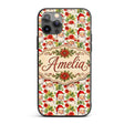 Watercolor Santa Faces Poinsettia Printed Design Custom Name Protective Phone Case Mobile Cover Durable Everyday Smartphone Shock Resistant