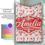 Cute Cartoon Santa Pink Snow Gift Pattern Whimsical Christmas Lovely  Personalised Custom Name Super Soft Fleece Blanket Bed Sofa Throw